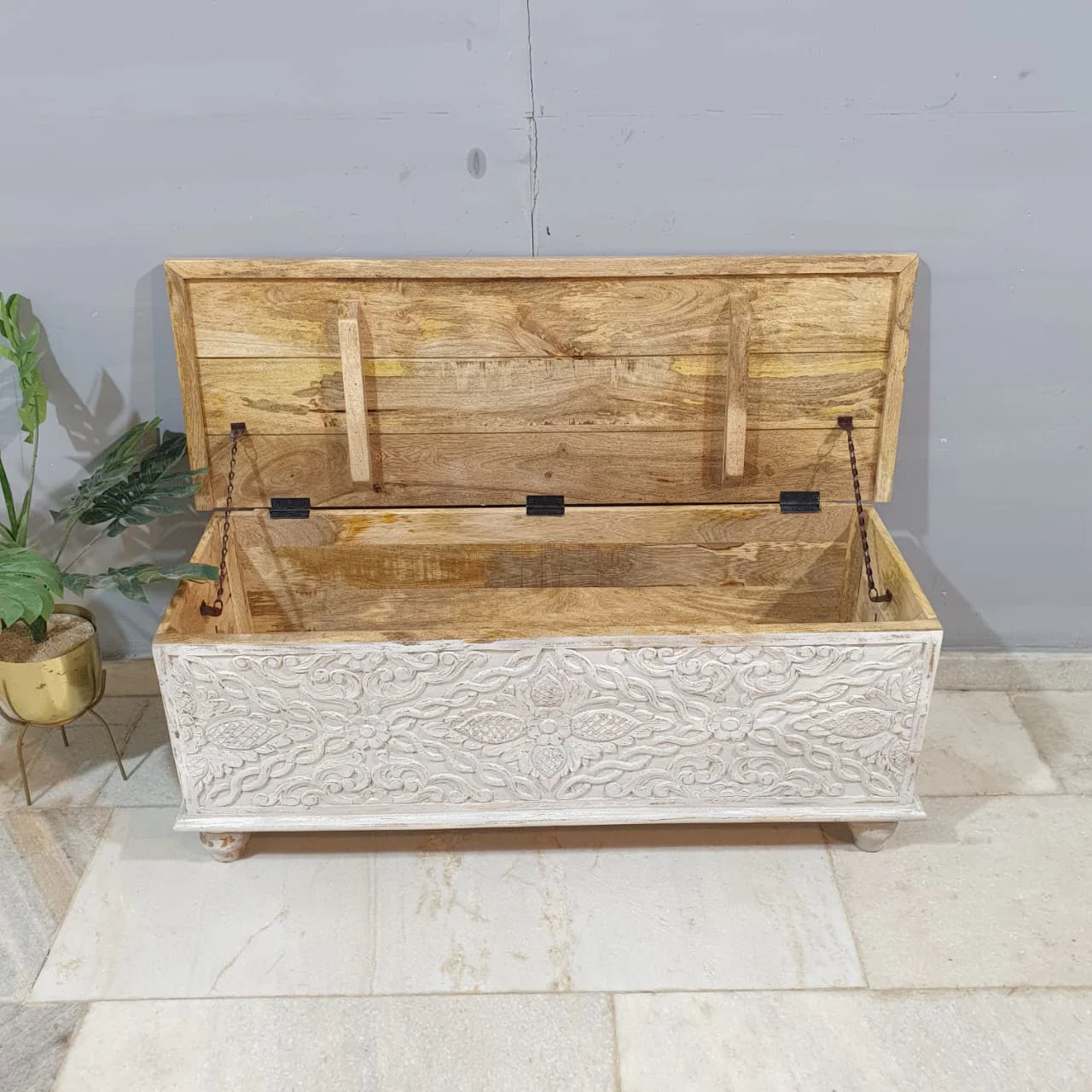 hand carved blanket box, antique wooden trunk, whitewashed blanket box, storage chest, tribal carved box, blanket trunk, linen chest, indian furniture, bedroom blanket box, living room trunk, entryway chest, storage bench, coffee table trunk, handmade blanket box, artisan made trunk, reclaimed wood chest, antique wood furniture, quality wood furniture, durable trunk, sturdy blanket box, timeless chest, elegant trunk, statement blanket box, heirloom chest, coastal trunk, shabby chic blanket box, farmhouse ch