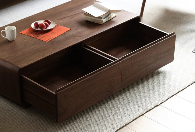 Minimalistic Design Solid Walnut Wood Coffee Table (Antique luxurious)