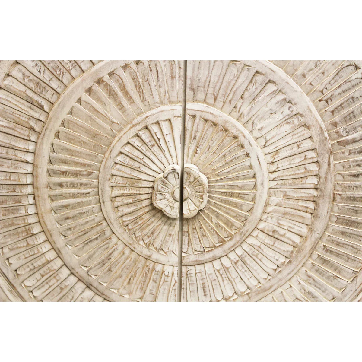 mango wood sideboard, carved sideboard, medallion sideboard, white sideboard, whitewashed sideboard, large sideboard, storage sideboard, circular carving, spiral medallion, coastal sideboard, accent cabinet, living room storage, dining room cabinet, hallway storage, behind sofa cabinet, statement sideboard, handmade sideboard, artisan made cabinet, premium wood furniture, quality furniture, durable cabinet, sturdy sideboard, timeless furniture, elegant sideboard, unique cabinet, decorative sideboard, focal 