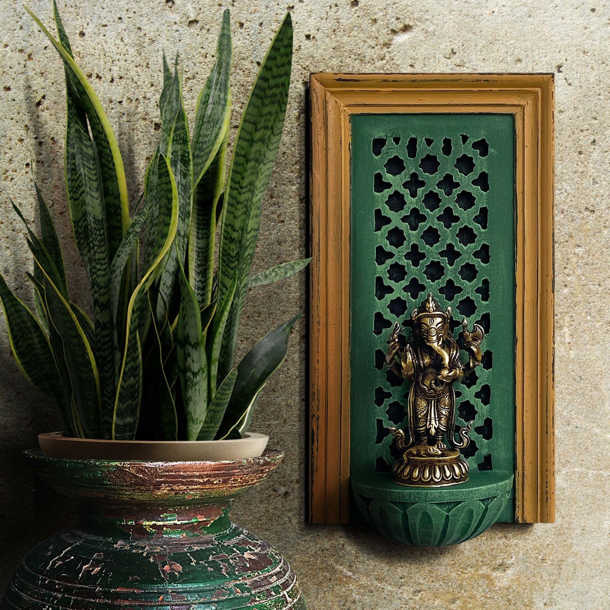 Heritage Grace Jharokha Wall Shelf | Hand-Carved Wooden Decor