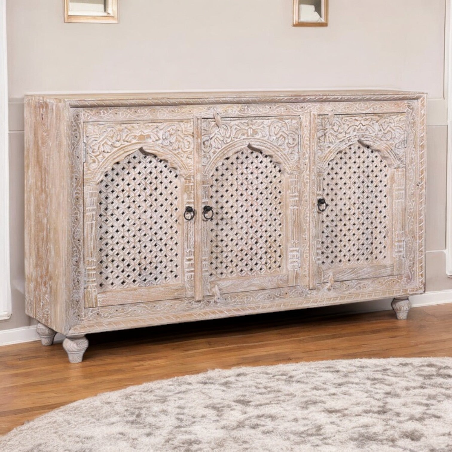 Storage Sideboard: "Stylish storage sideboard with multiple compartments, ideal for organizing living room or dining room essentials."

