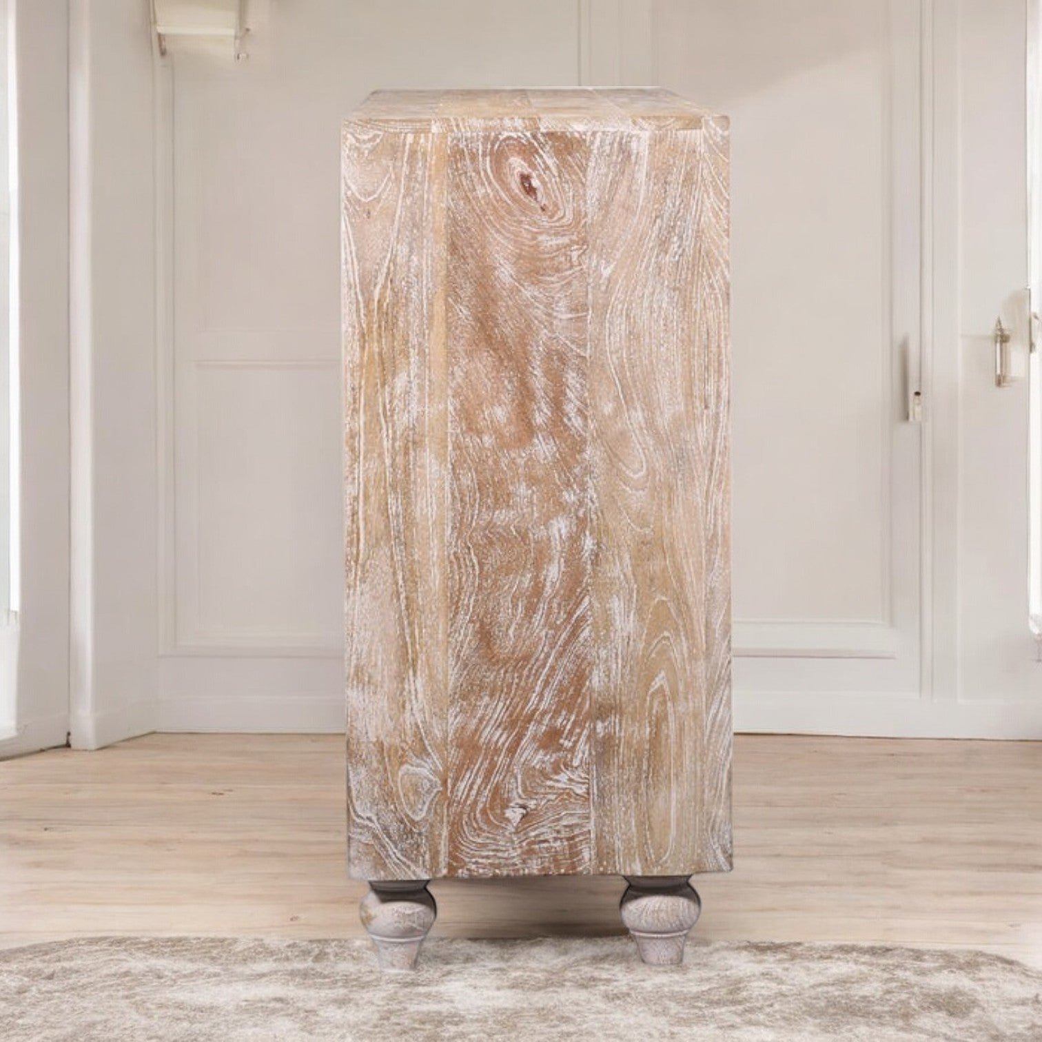 White Rustic Three Door Cabinet