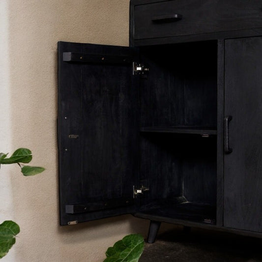 Black Sandblast Wood Texture Cabinet