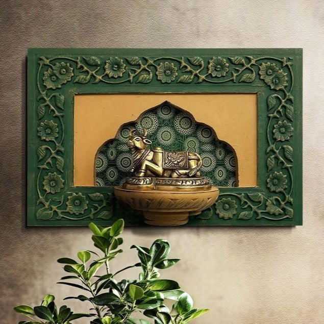 Aura Antique Wall Shelf for Idol | Handcrafted Wooden Decor