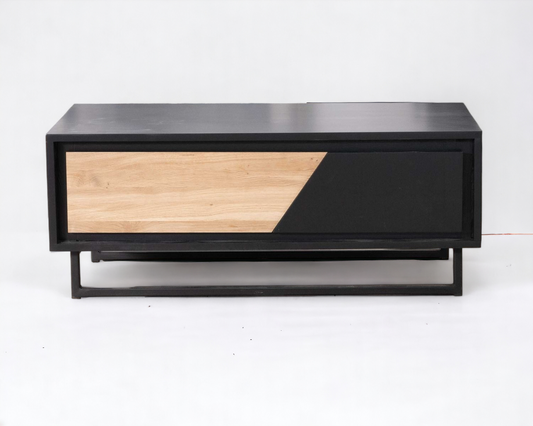 Black Coffee Table: "Sleek black coffee table with a modern design, perfect for enhancing contemporary living room decor."

