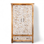 "Beautiful clothing armoire with adjustable wardrobe shelves for neat organization."
