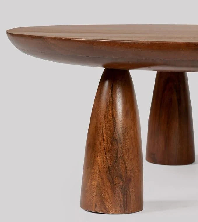 Depaquest Table Solid Acacia Wood Coffee Table — Round with Tapered Conical Legs, 75 × ...