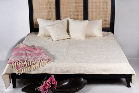 Rattan Black Solid Wood Bed