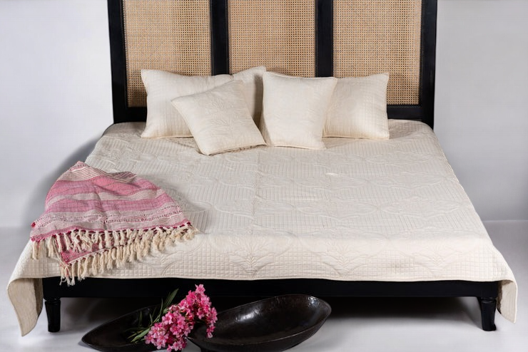 Black Bed Frame: "Stylish black bed frame providing a strong foundation and modern aesthetic."
