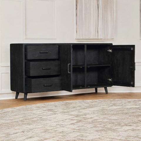 Black Sandblast Wood Texture Sideboard