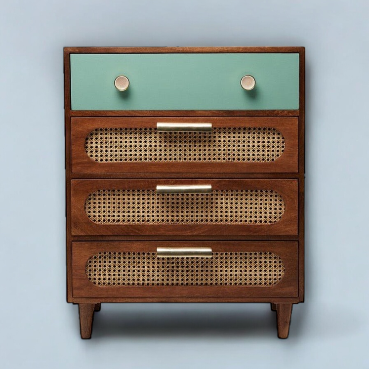 Classic Four-Drawer Rattan Chest