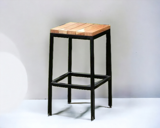 Bar Stool Solid Wood And Metal (Nature's Grace Collection)