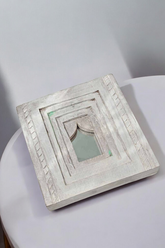 Temple Square Mirror Hand-Carved White