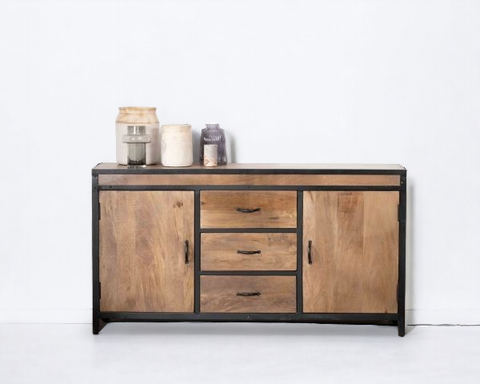 Sleek Industrial Wood Buffet.(Eclectic Essence Collection)