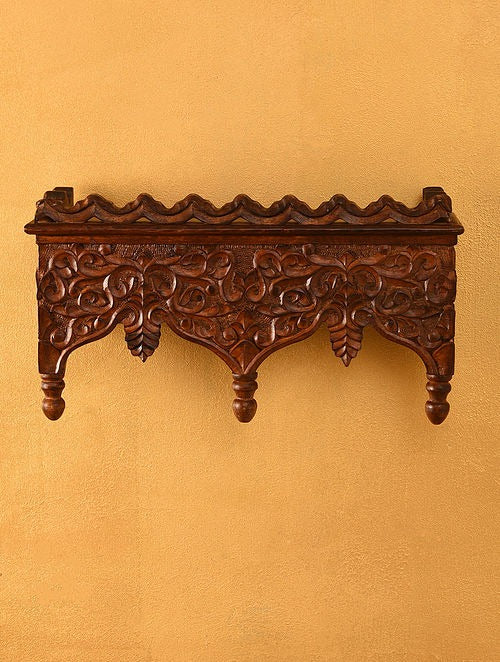 Handmade Indian Vintage Handcarved Wooden Wall Shelf || Original Hand Crafted Engraved by Artisan's of jodhpur - J.L.HOME DECOR