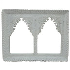mango wood mirror, carved mirror, mehrab mirror, double arch mirror, arched mirror, white mirror, walnut mirror, rustic mirror, islamic mirror, moroccan mirror, wall mirror, statement mirror, architectural mirror, double mirror, twin arch, horizontal mirror, traditional mirror, handmade mirror, artisan mirror, premium mirror, quality mirror, durable mirror, elegant mirror, unique mirror, decorative mirror, focal piece mirror, handcrafted in india, sustainable mango wood, white finish, walnut finish, rustic 
