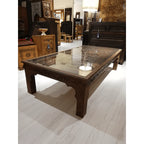 hand carved coffee table, solid wood coffee table, large coffee table, carved wood table, rectangular coffee table, indian furniture, living room table, statement coffee table, handmade coffee table, artisan made table, premium wood table, quality furniture, durable table, sturdy table, timeless table, elegant table, ornate table, unique table, sculptural table, focal piece table, handcrafted in india, sustainable wood furniture, warm wood finish, geometric borders, floral rosettes, scrolling acanthus, six 