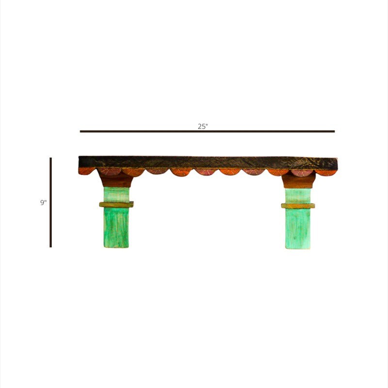 Wooden Wall Shelf | Green & Orange - J.L.HOME DECOR