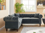 Chesterfield L-Shape Sectional Sofa | Handcrafted Living Room Seating | Living Furn India