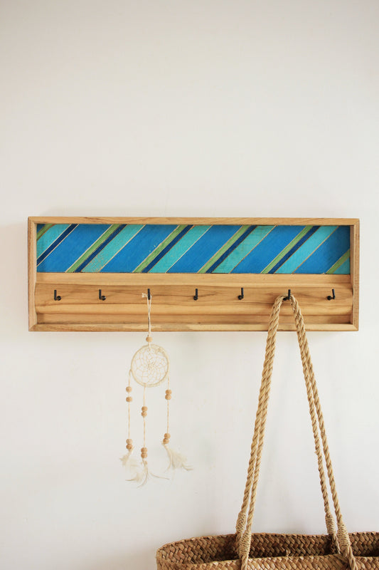 Stripe Symphony Colorful Wooden Key Hanger