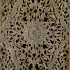 hand carved wall panel, mango wood wall art, distressed beige panel, neutral wall panel, jali carved panel, openwork wall hanging, lotus medallion panel, acanthus wall art, jali wall art, indian furniture, living room wall art, bedroom wall decor, entryway wall panel, decorative wall panel, handmade wall art, artisan made panel, premium wood art, quality wood decor, durable wall panel, solid wood panel, sturdy wall art, timeless wall art, elegant panel, statement wall decor, decorative panel, unique wall ar