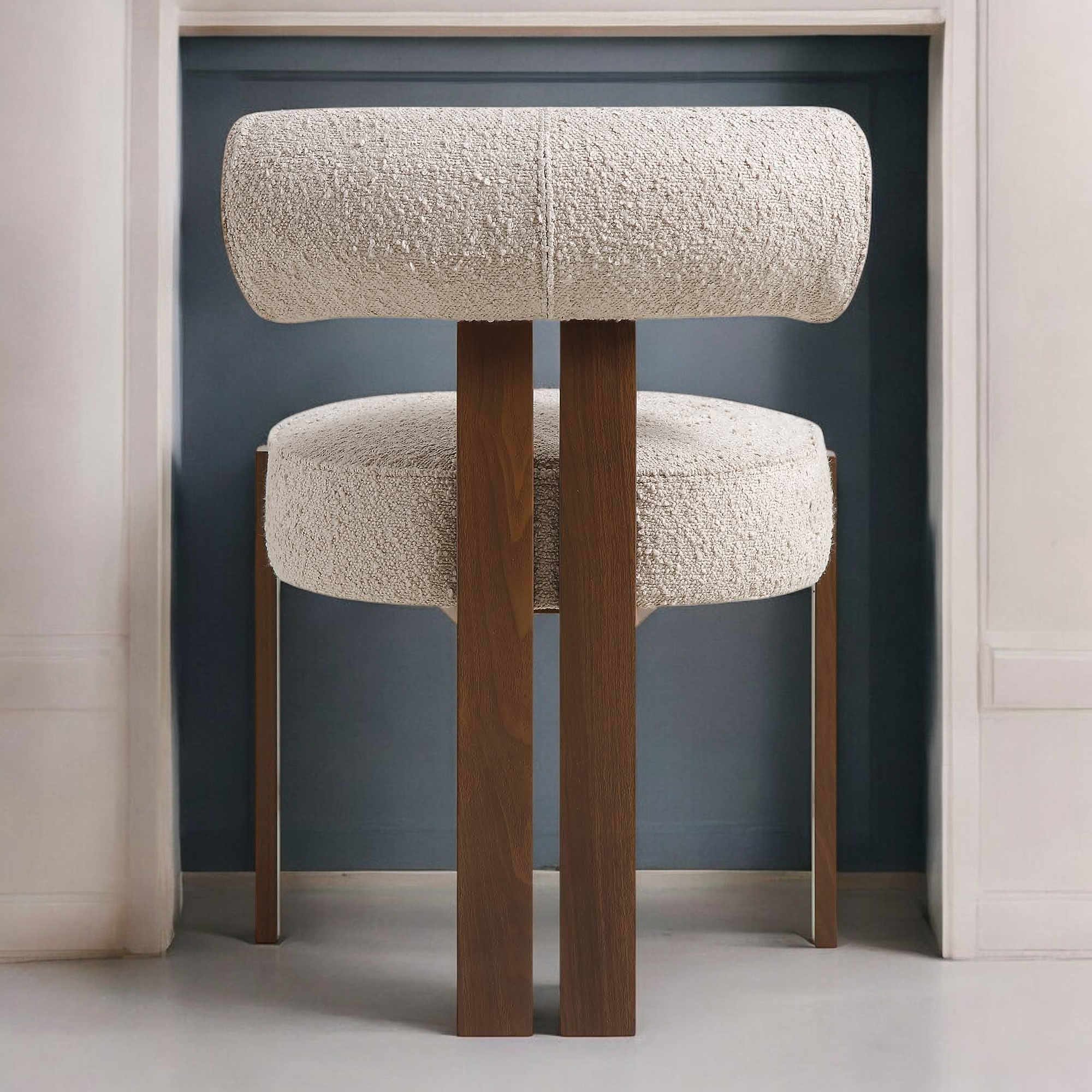 Boucle upholstery Chair - Dining chair - wooden chair