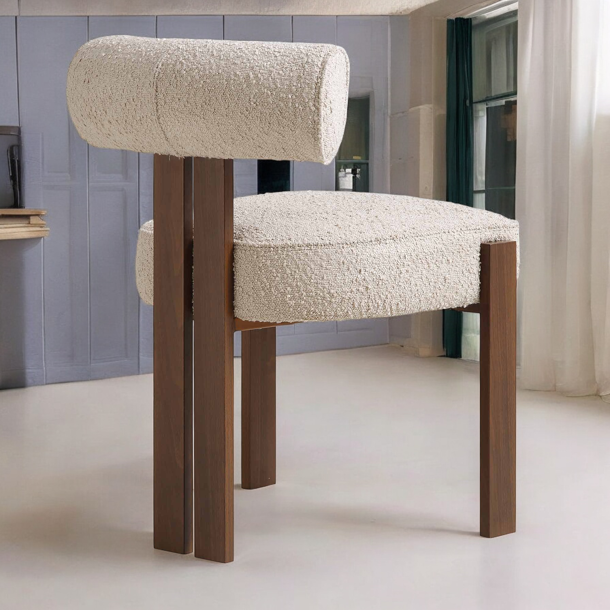 Boucle upholstery Chair - Dining chair - wooden chair