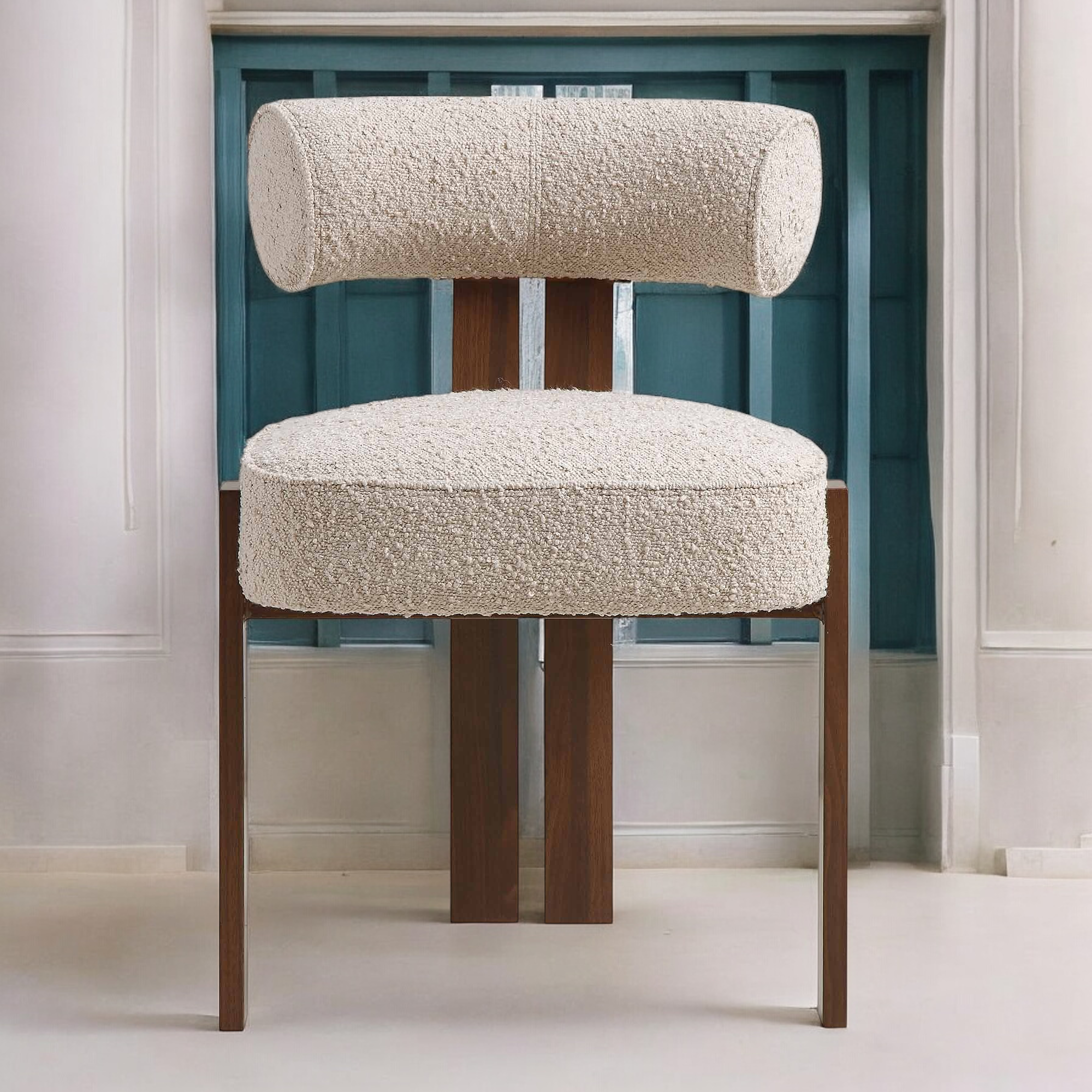 Boucle upholstery Chair - Dining chair - wooden chair