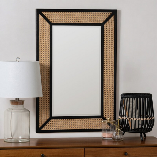 Woven Rattan Mirror Frame