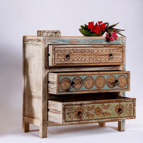 Classics Hand Carving Three-Drawer Cabinet