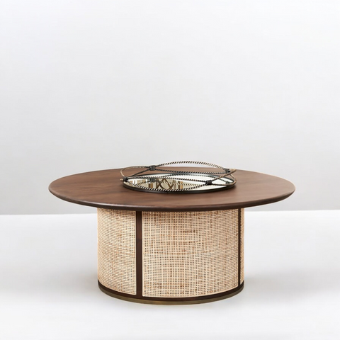 rattan coffee table/Rattan Round Solid Wood Coffee Table