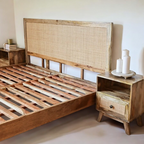 Breeze Cane Bed | Handcrafted Mango Wood & Cane Headboard Bed | King & Queen Sizes | Living Furn India