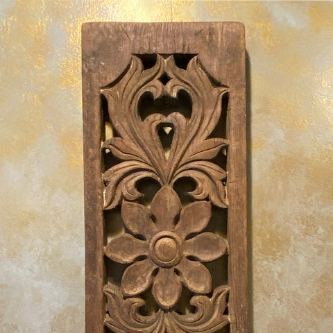 Ornate Hand-Carved Wooden Wall Panel