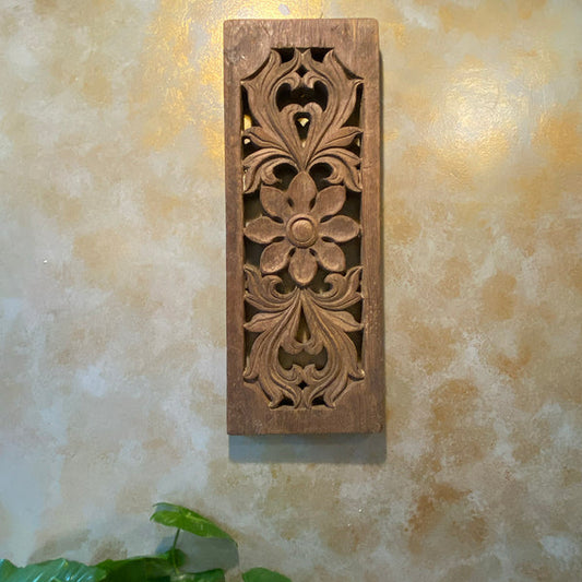 Ornate Hand-Carved Wooden Wall Panel