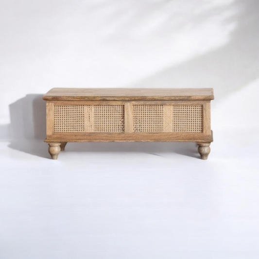 Rattan Storage Trunk Box Natural Solid Wood