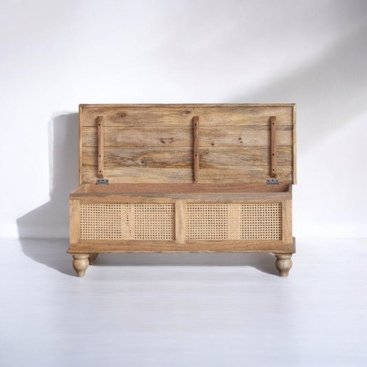 Rattan Storage Trunk Box Natural Solid Wood