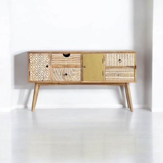 An elegant entryway cabinet keeping the foyer tidy and welcoming.
