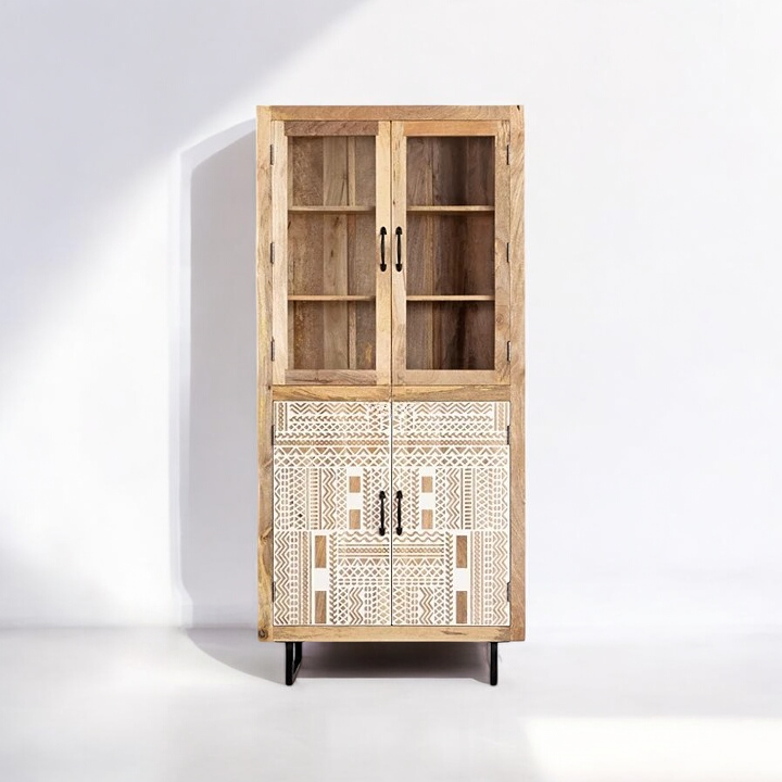 "Beautiful clothing armoire with adjustable wardrobe shelves for neat organization."
