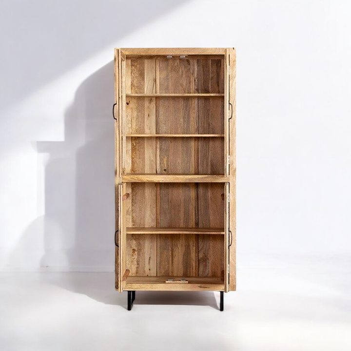 "Classic wooden wardrobe with a modern design and adjustable wardrobe shelves."
