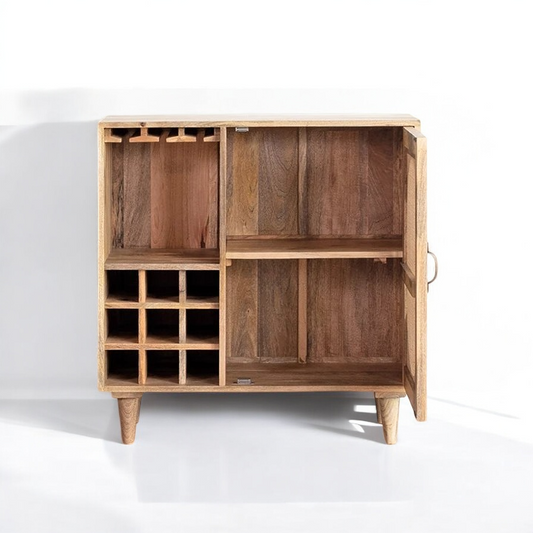 Rattan Natural Solid Wood Bar Cabinet