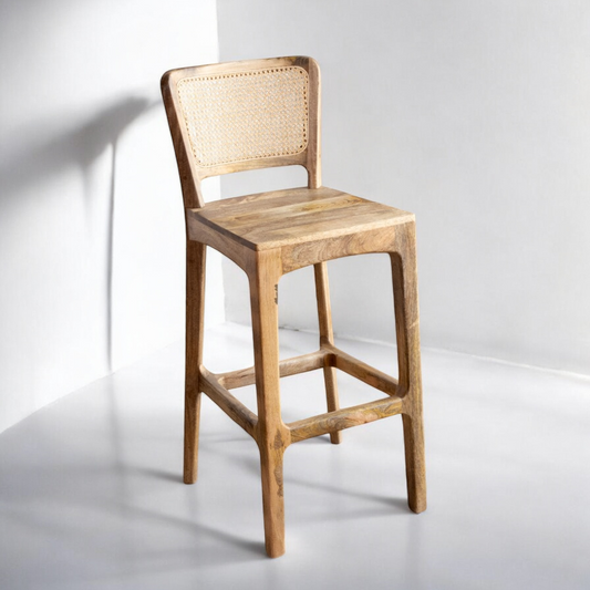 Rattan Solid Wood Set Of Two Bar Chair