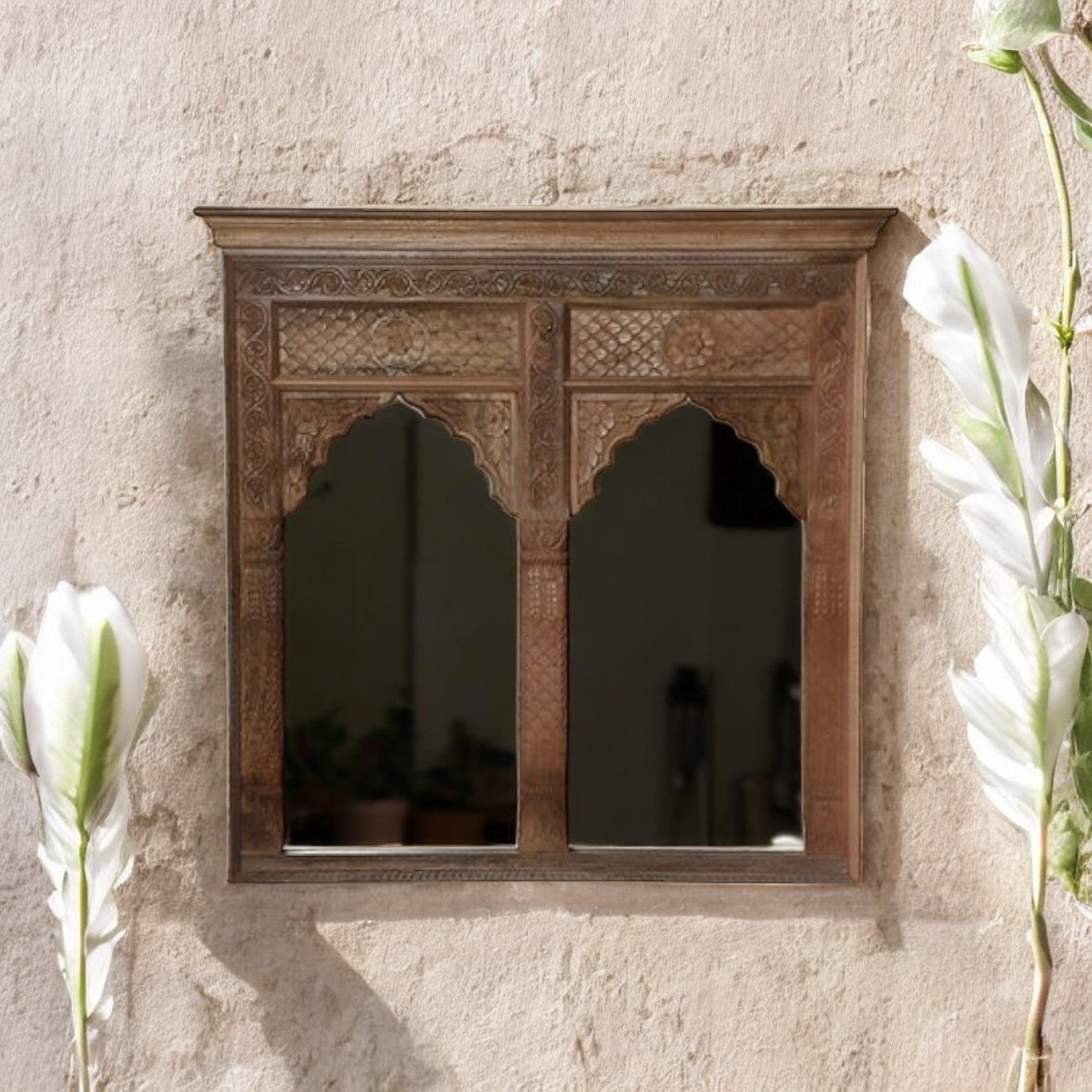 Jharokha Wall Mirror| Carved Jharokha Wall Mirror