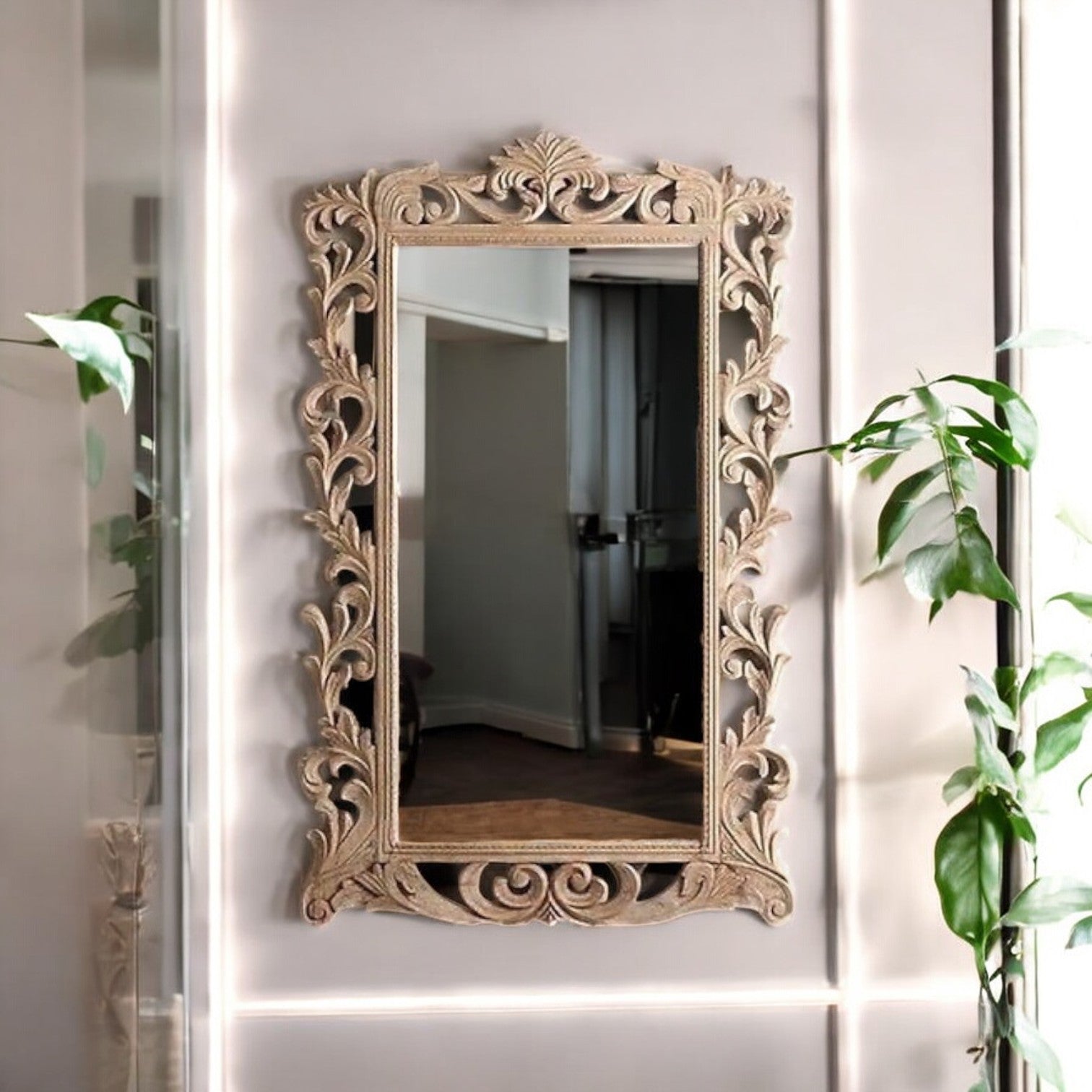 Antique Finish Wall Mirror | jharokha mirror | antique mirror wall | vintage mirror india