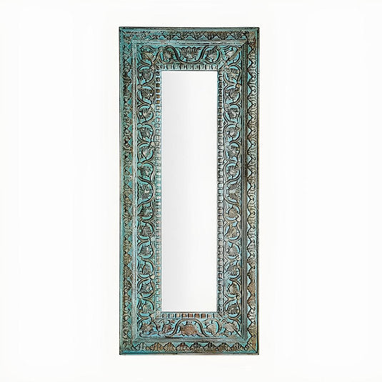 Long Rustic Wall Mirror Carved Jharokha Wall Mirror | Handmade wall decor