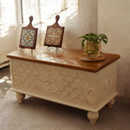 Decorative Wooden Chest - Rustic Mango Wood Storage Trunk