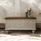 Decorative Wooden Chest - Rustic Mango Wood Storage Trunk