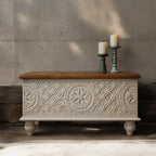 Decorative Wooden Chest - Rustic Mango Wood Storage Trunk