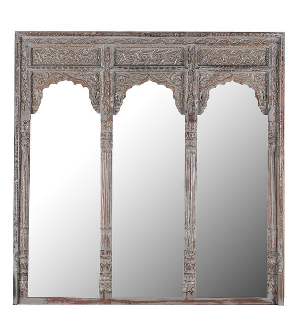 Grand Heritage Wooden Antique Jharokha Mirror Frame | Full-Length Wall Decor ( Without Mirror)