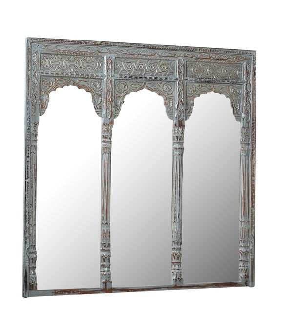 Grand Heritage Wooden Antique Jharokha Mirror Frame | Full-Length Wall Decor ( Without Mirror)
