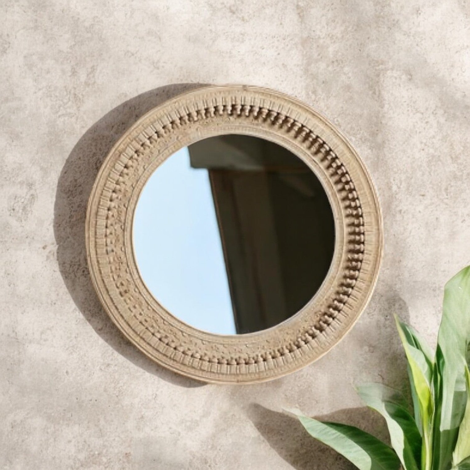 Round Jharokha wall decor | big vintage mirror